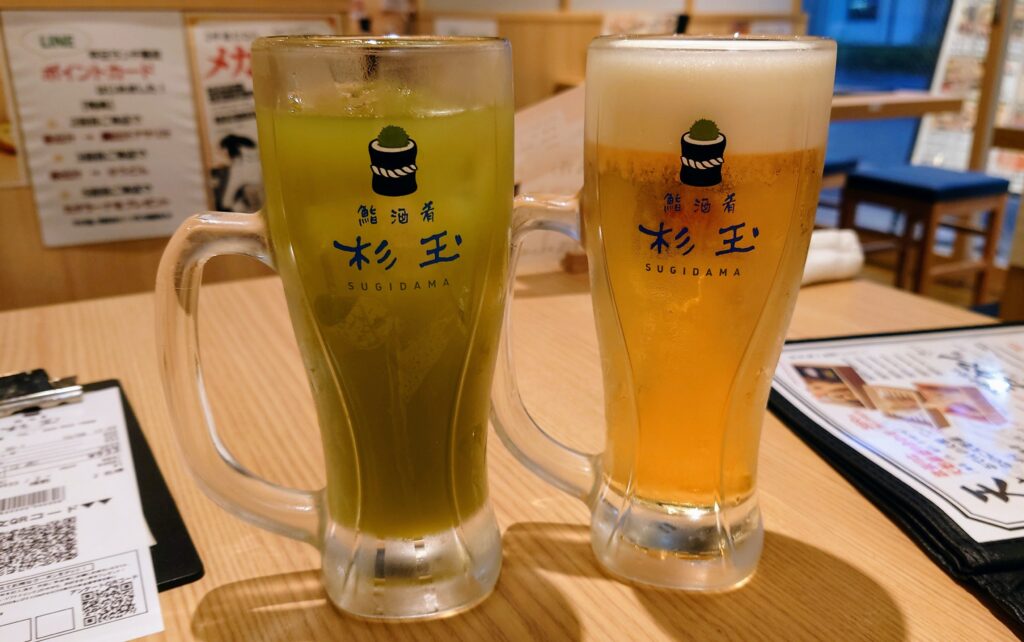 緑茶ハイと生ビール