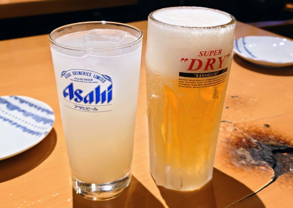 白桃サワーと生ビール